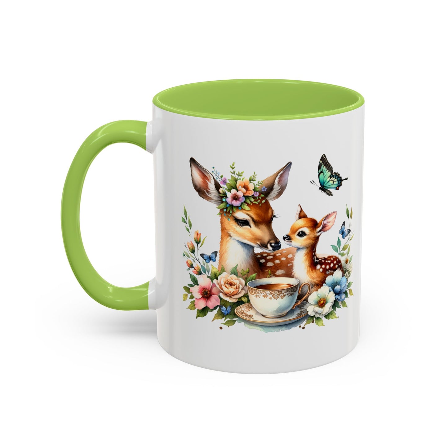 Charming Forest Friends Mug, Gift for Nature Lovers, Cute Coffee Mug, Deer and Floral Design, Mother's Day Present