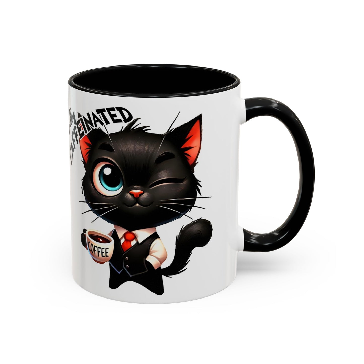 Whimsical Cat-Themed Coffee Mug, Fully Caffeinated, Gift for Cat Lovers, Fun Kitchen Decor, Birthday Gift, Unique Coffee Lover Mug