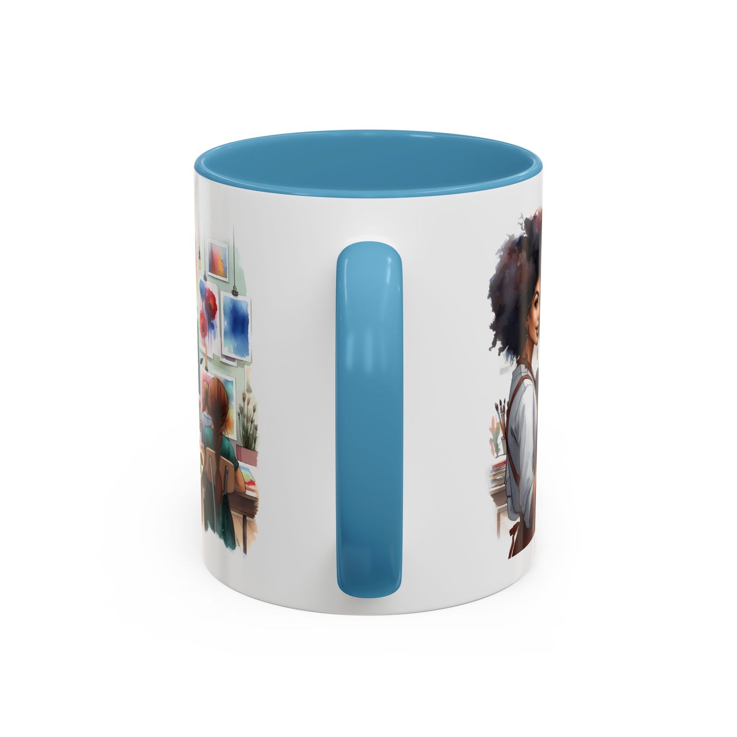 Artistic Creative Coffee Mug for Artists, Unique Mug Gift, Black Handle Ceramic Cup, Inspirational Art Lover Drinkware, Paint Palette Design