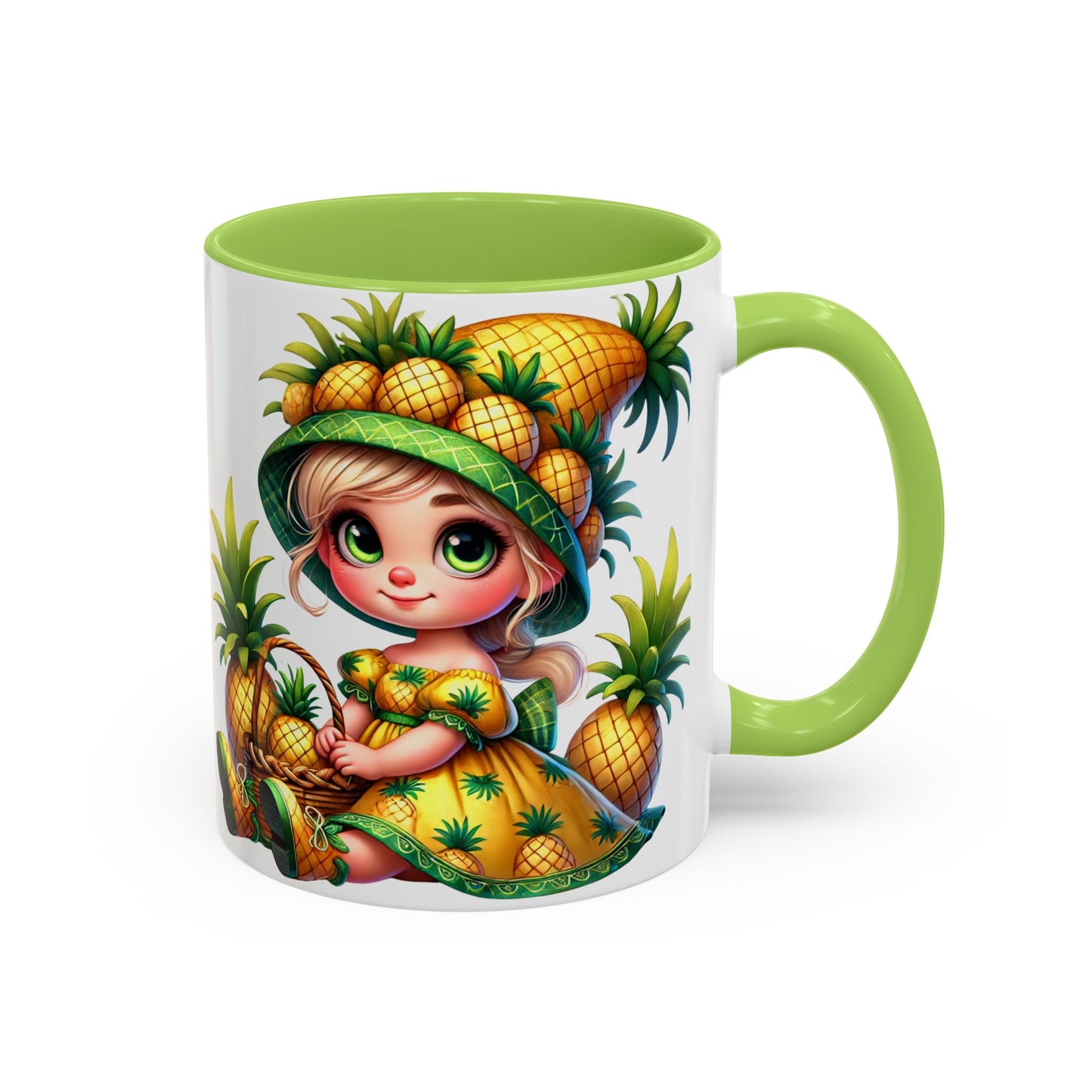 Pineapple Paradise Accent Coffee Mug - Cute Tropical Design, 11oz & 15oz