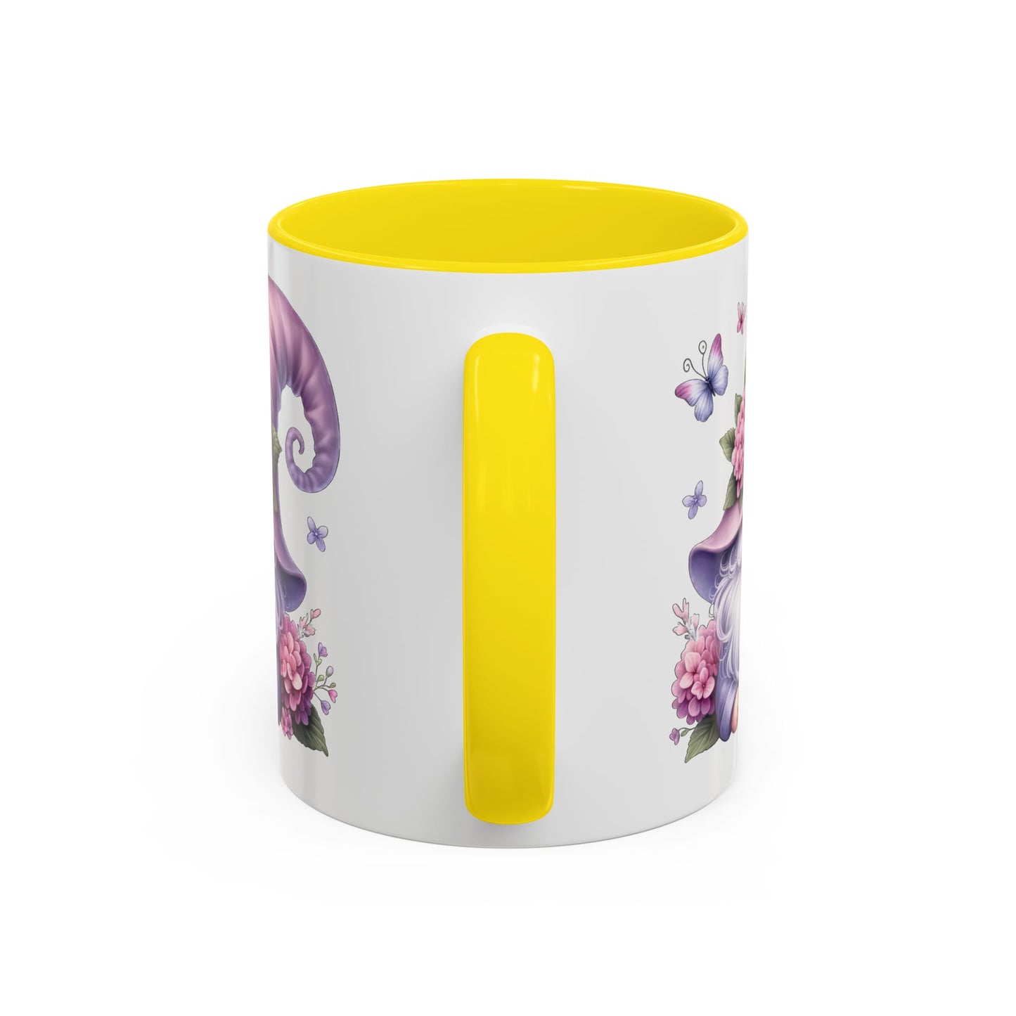 Gnome Floral Accent Coffee Mug, Cute Gnome Mug, Gift for Garden Lovers, Mother's Day Coffee Cup, Spring Decor, Personalized Mug