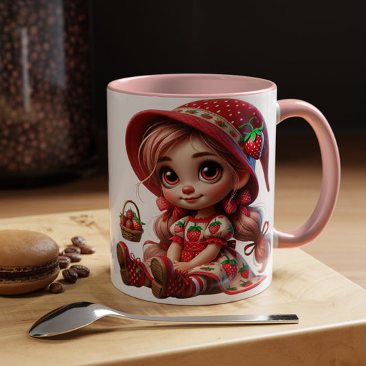 Cute Strawberry Girl Coffee Mug - 11 & 15 oz Accent Mugs for Tea Lovers