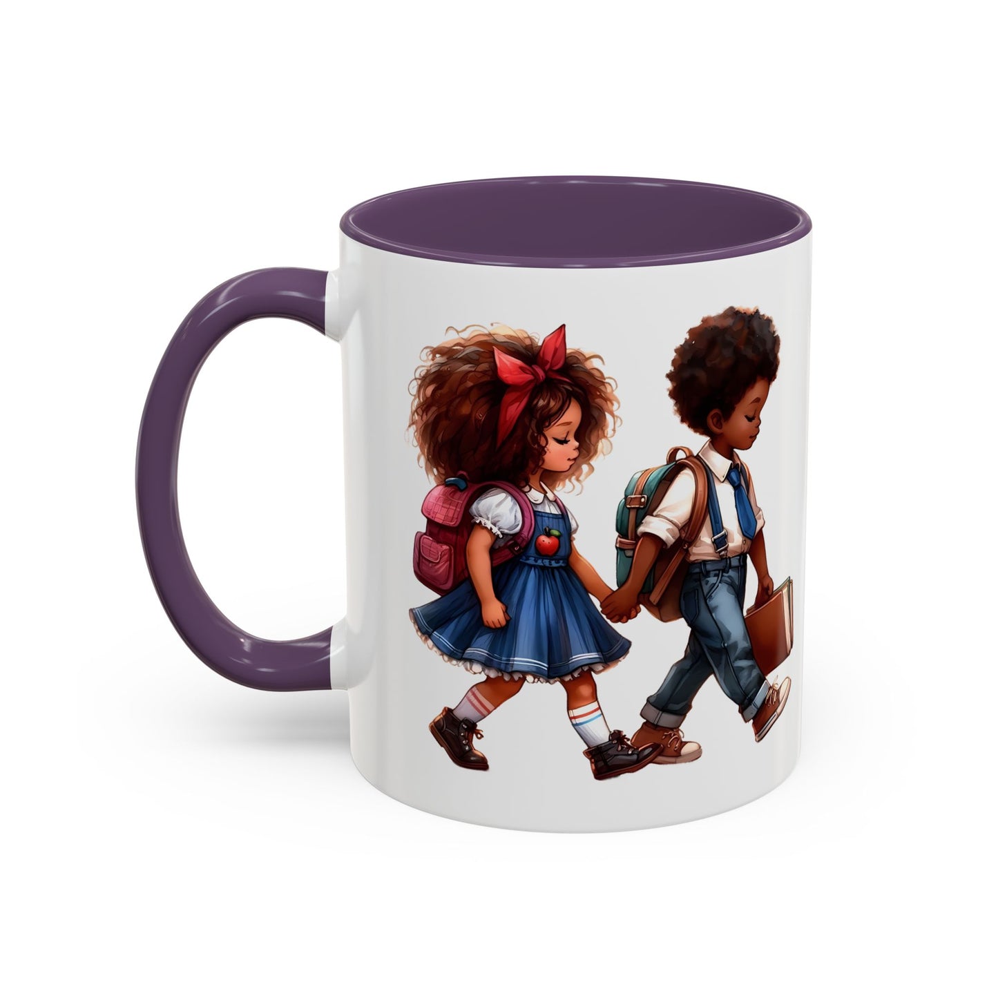 Cute Kids Walking Accent Coffee Mug | Back to School, Teacher Gift, Children's Art, Personalized Tea Cup, Unique Gift Idea