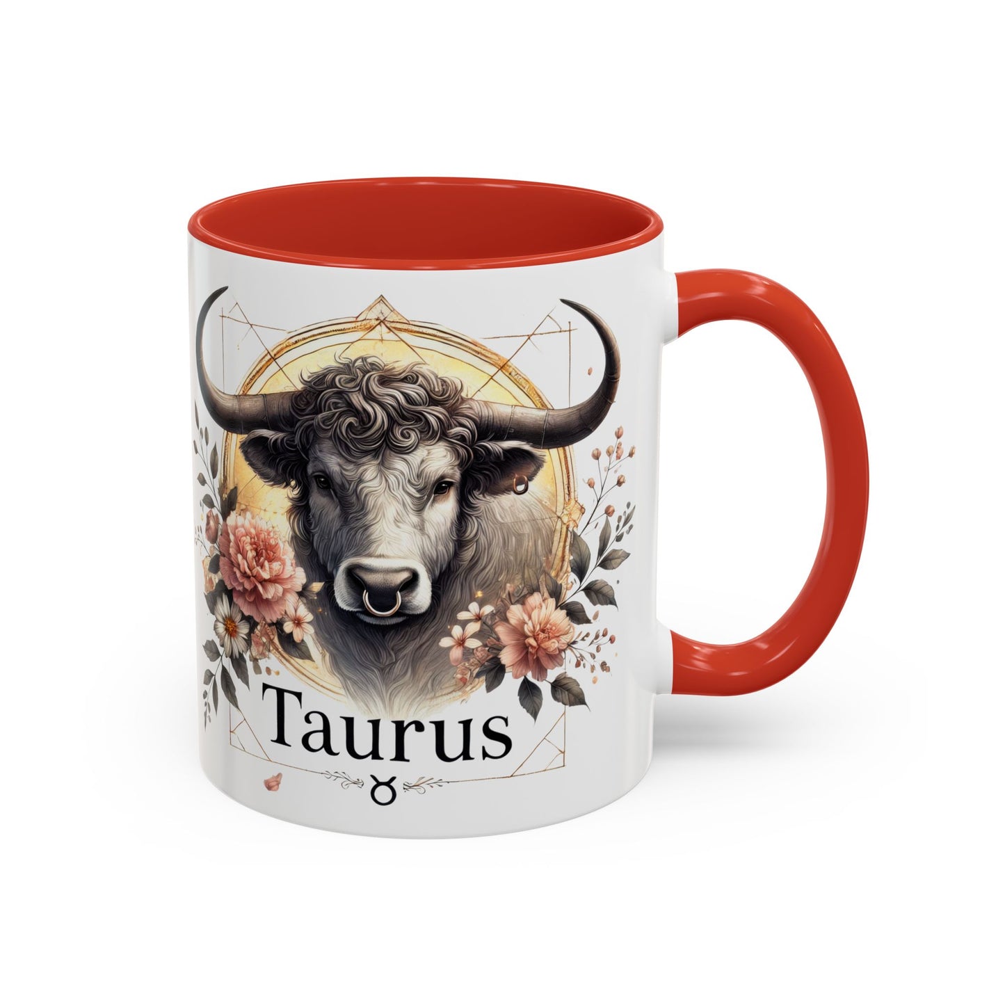 Taurus Floral Accent Coffee Mug | Astrology Gift for Taurus Fans | Office, Birthday, Zodiac Decor, Personalized Mug, Home & Kitchen