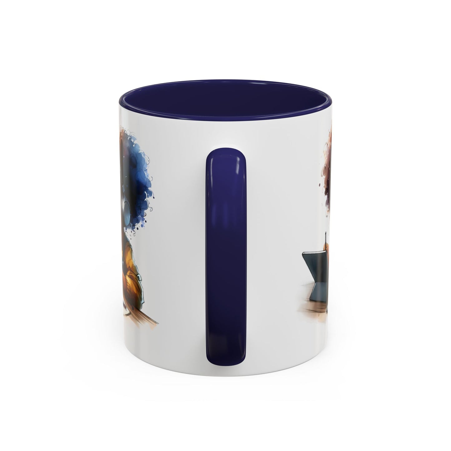 Vibrant Kid's Study Mug, Art Inspired Coffee Cup, Black Handle Tea Mug, Creative Gift for Students, Birthday Present