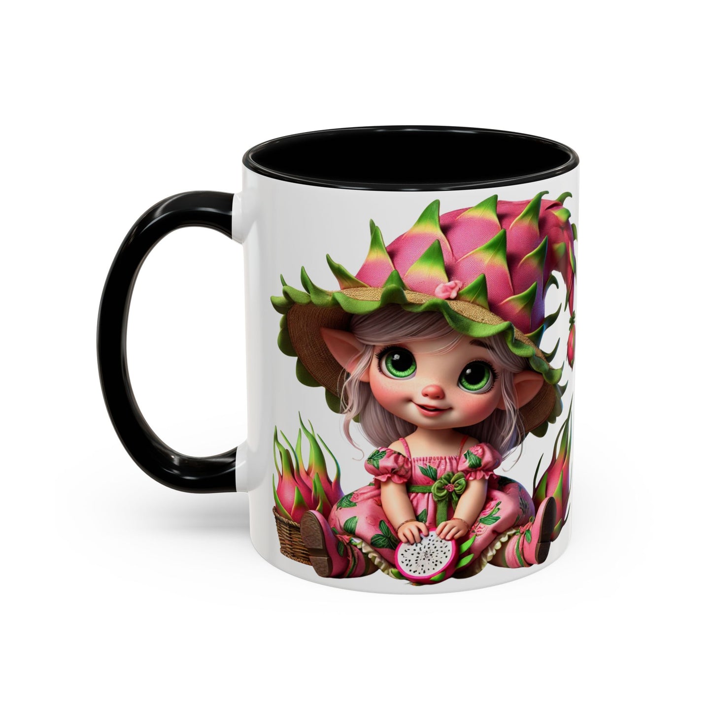 Whimsical Dragon Fruit Character Coffee Mug - Perfect for Plant Lovers & Fantasy Fans