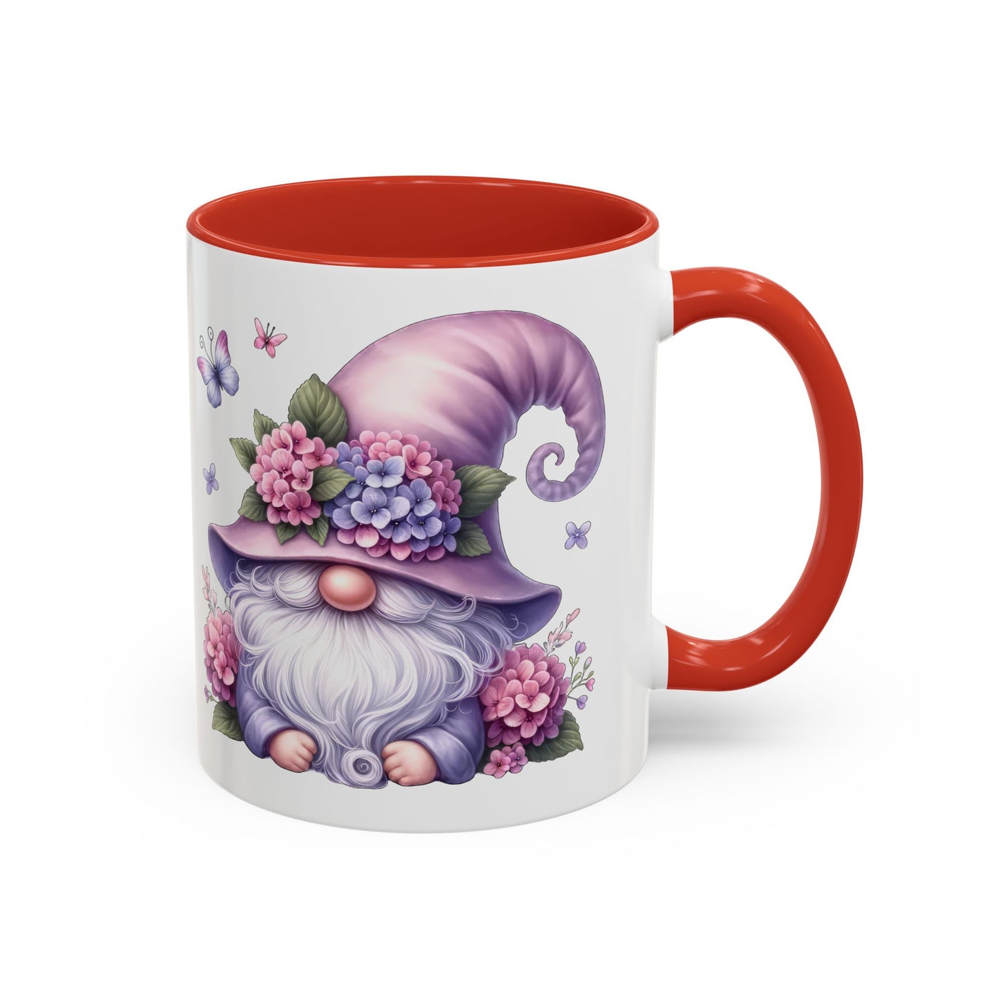 Gnome Floral Accent Coffee Mug, Cute Gnome Mug, Gift for Garden Lovers, Mother's Day Coffee Cup, Spring Decor, Personalized Mug