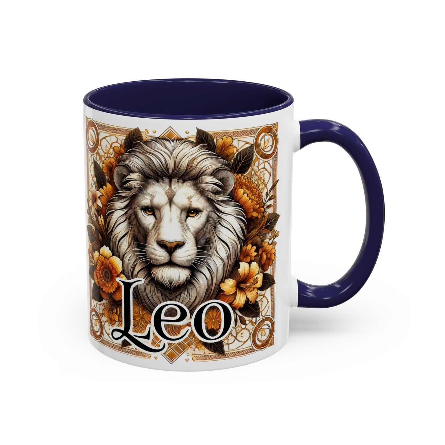 Leo Zodiac Accent Coffee Mug – Bold Floral Design for Astrology Lovers