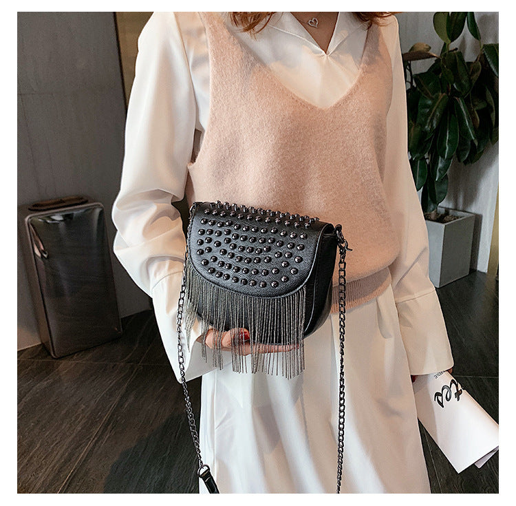 Women's Pu One-shoulder Cross-body Fashionable New Rivet Small Square Bag