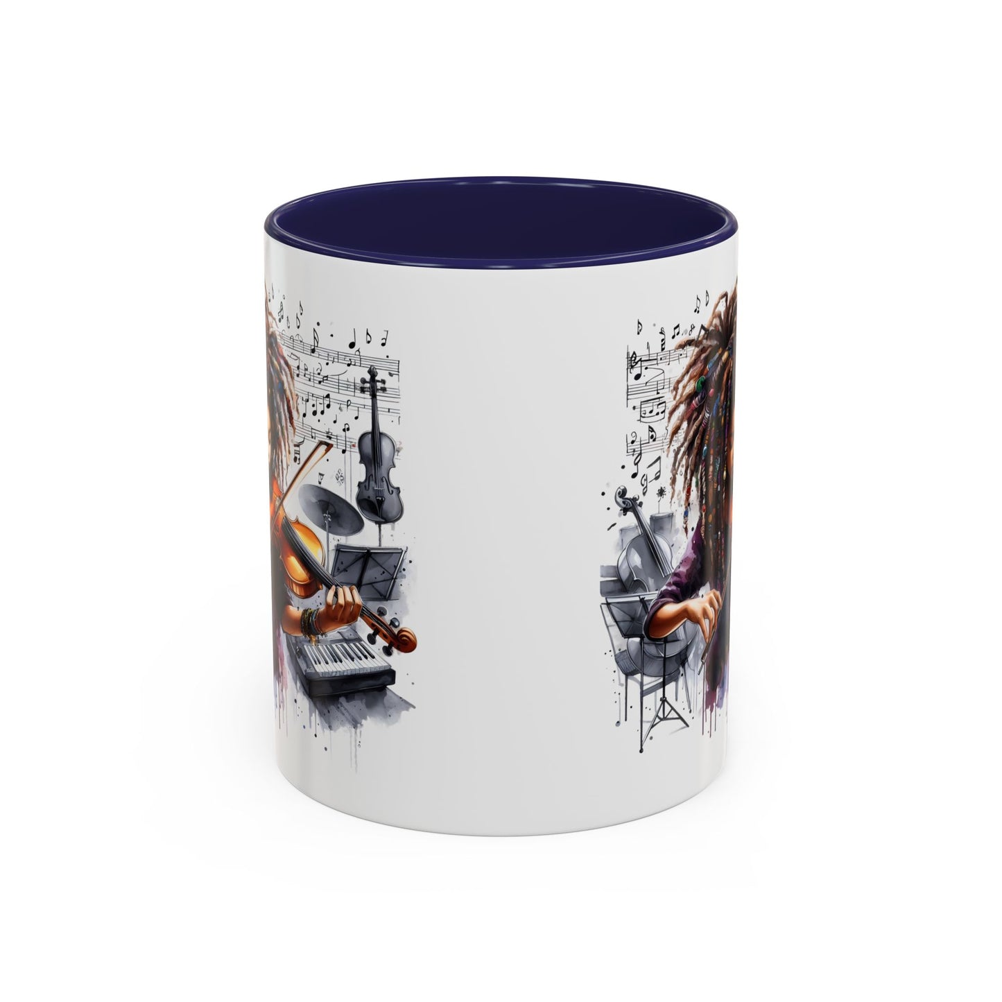 Musical Accent Coffee Mug, Music Lover Gift, Black and White Mug, Jazz Theme Mug, Artist Appreciation