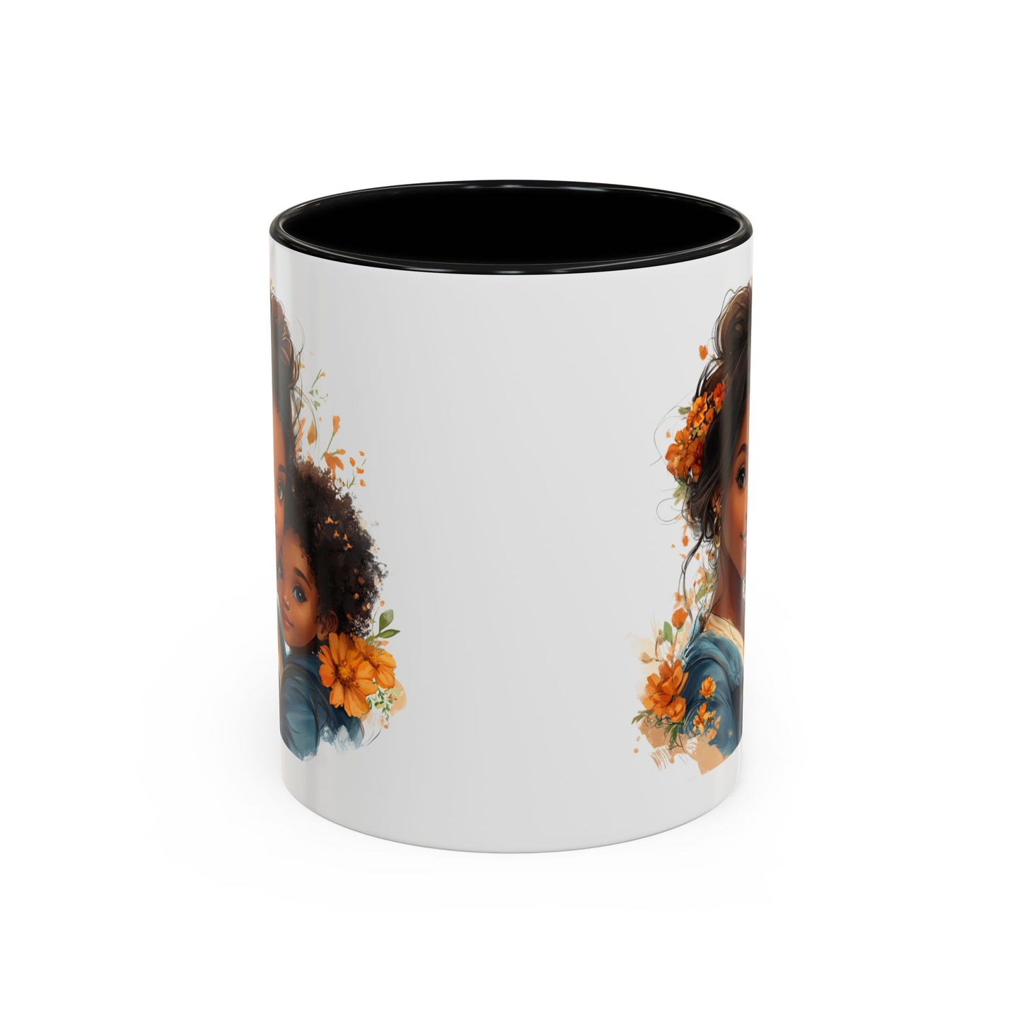 Embrace Love Accent Coffee Mug, Floral Mug, Motherhood Gift, Family Bonding, Personalized Drinkware