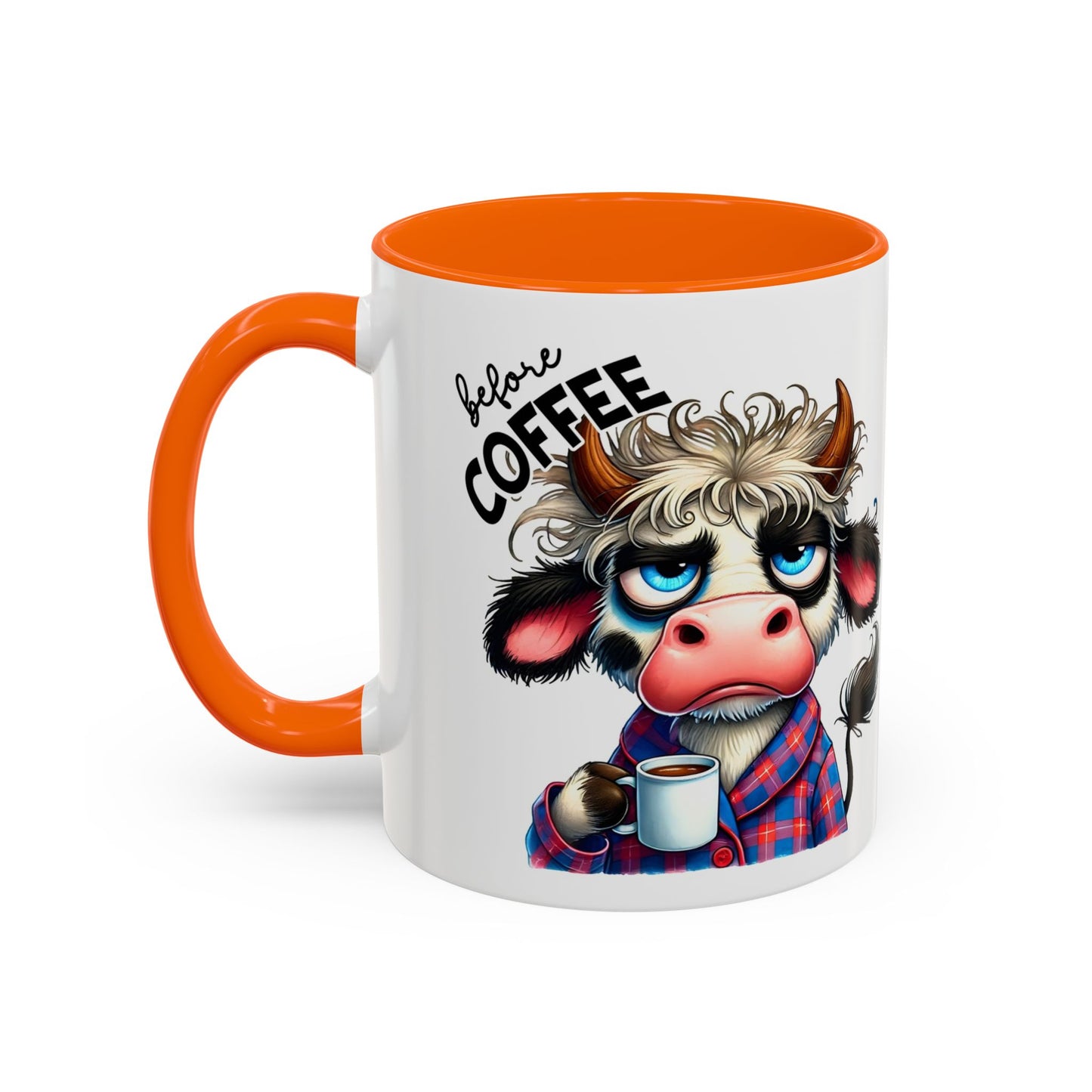 Caffeinated Cow Mug, Cute Animal Coffee Cup, Farmhouse Kitchen Gift, Fun Ceramic Mug for Coffee Lovers, Unique Drinkware for Holidays