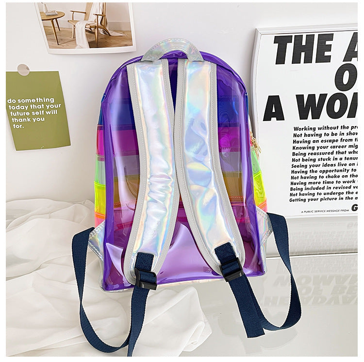 Sen Girls Fashion Rainbow Personalized Foreigner PVC Backpack