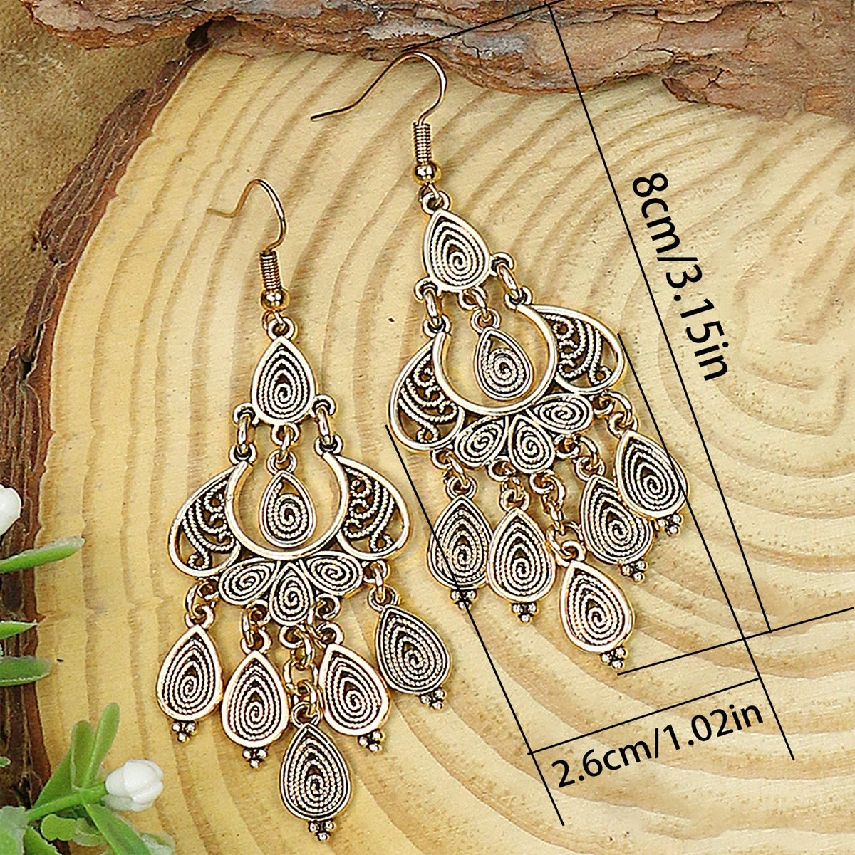 Handmade Old Peacock Tassel Earrings Retro Ethnic Style Long Earrings