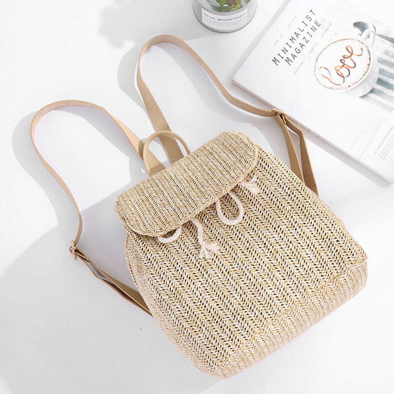 Summer Backpack Straw Braided Women's Bag