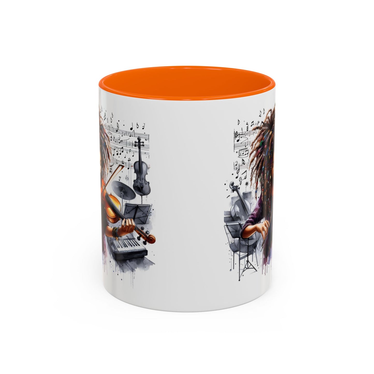 Musical Accent Coffee Mug, Music Lover Gift, Black and White Mug, Jazz Theme Mug, Artist Appreciation