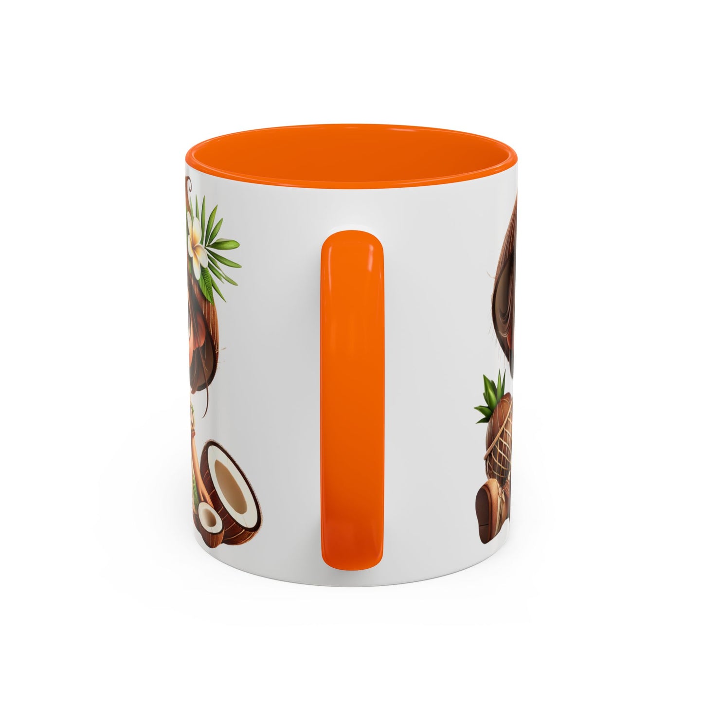 Tropical Kid's Accent Coffee Mug - Cute Animated Design with Pineapple & Coconut