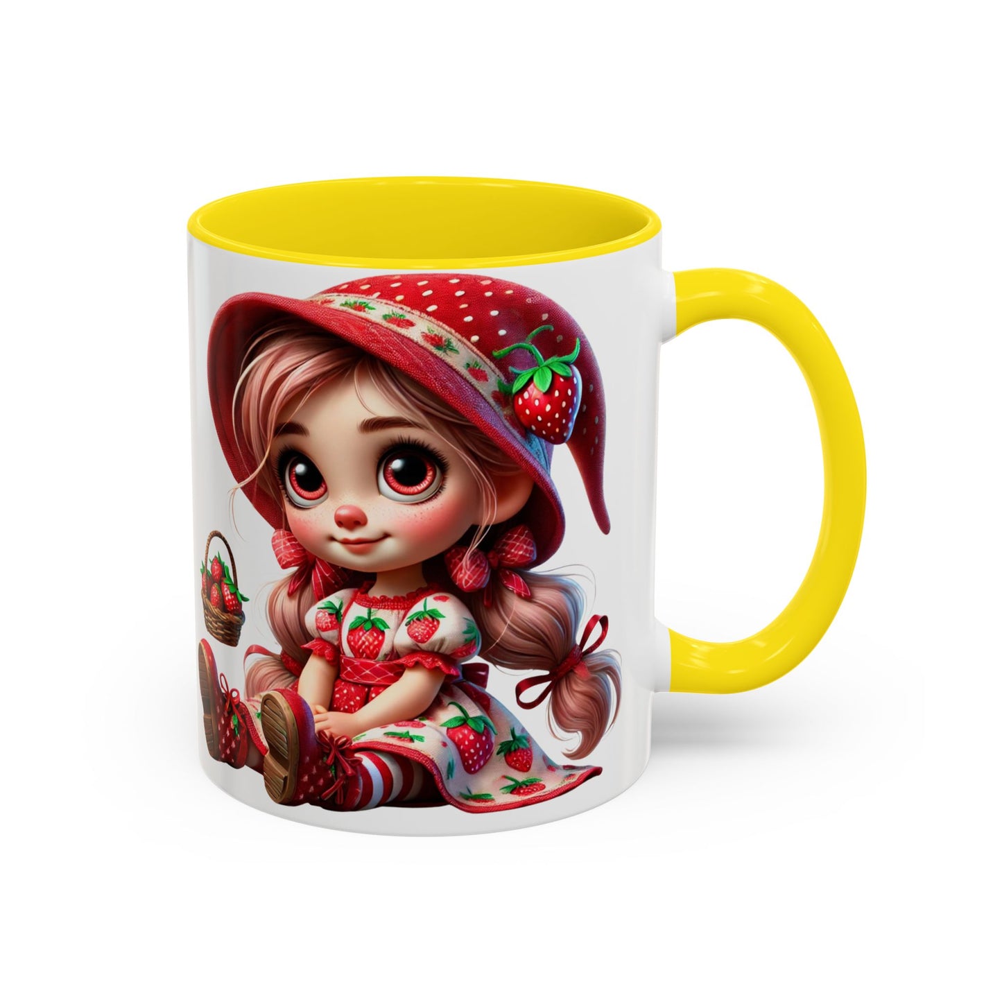 Cute Strawberry Girl Coffee Mug - 11 & 15 oz Accent Mugs for Tea Lovers