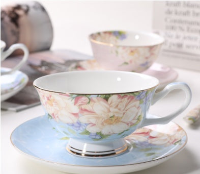 European Gold Foil Bone Porcelain Coffee Set Suit