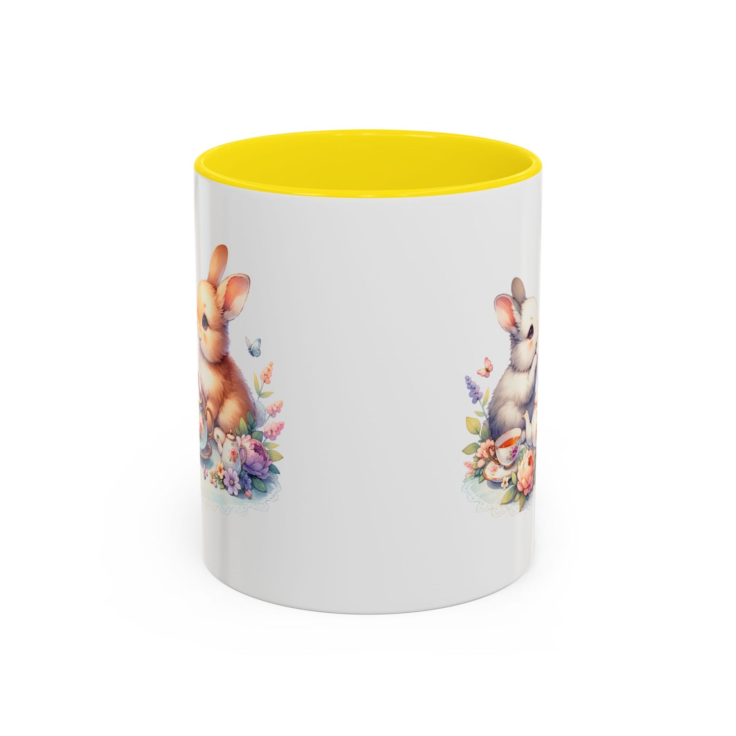 Whimsical Bunny Coffee Mug, Cute Bunny Mug for Spring, Easter Gift, Floral Rabbit Mug, Fun Coffee Cup