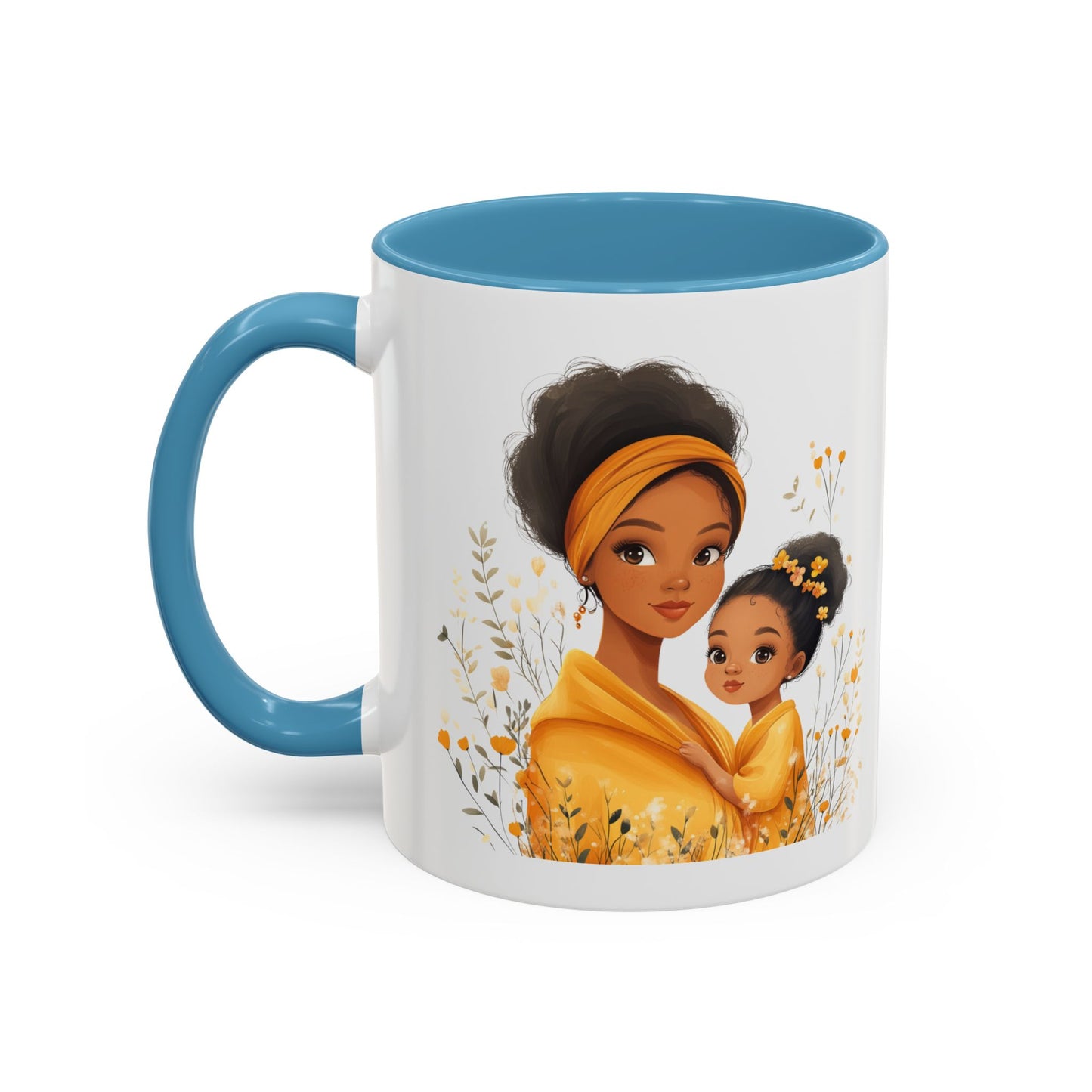 Cozy Mother & Child Coffee Mug, Floral Coffee Cup, Gift for Mom, Tea Lover’s Mug, Cute Mom Mug