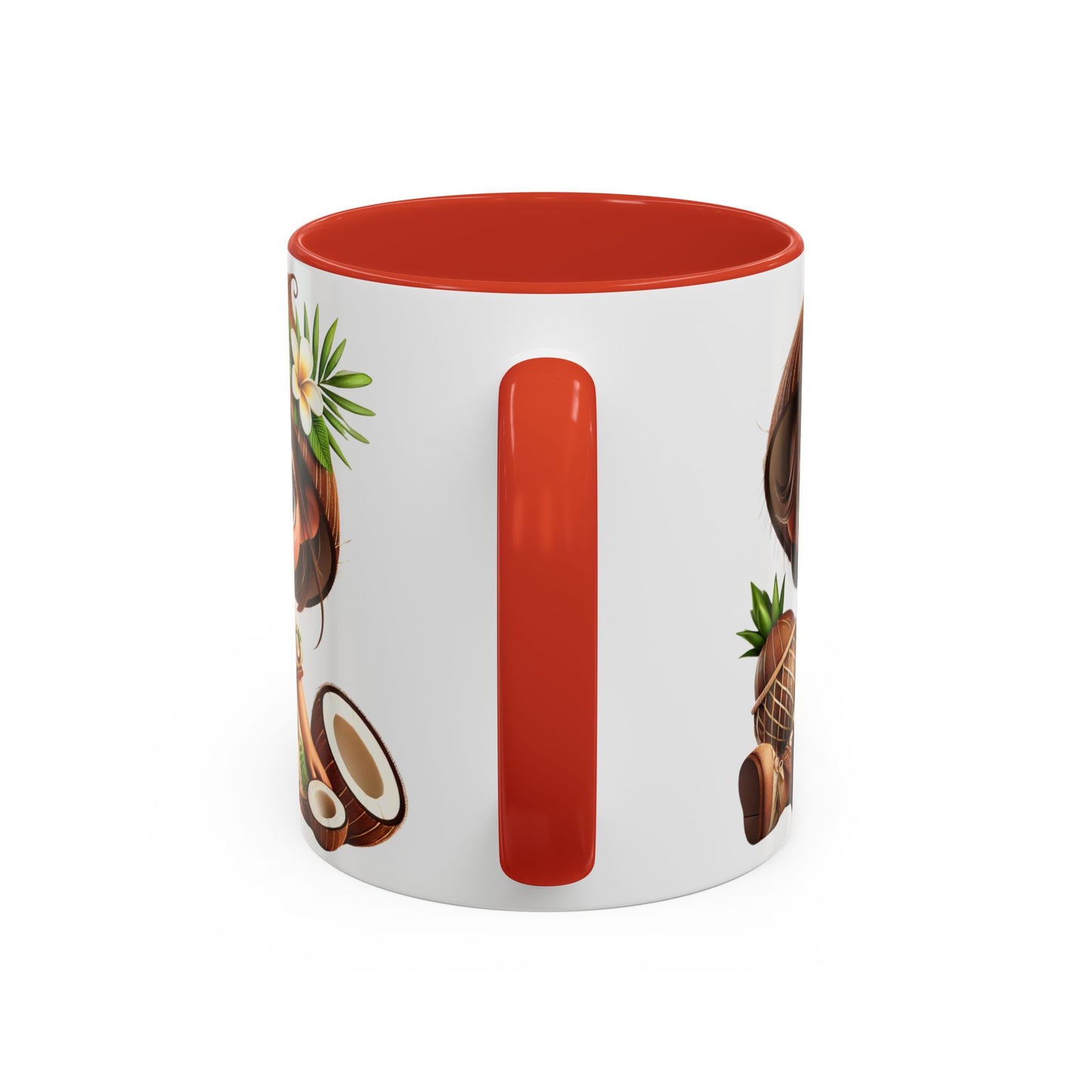 Tropical Kid's Accent Coffee Mug - Cute Animated Design with Pineapple & Coconut