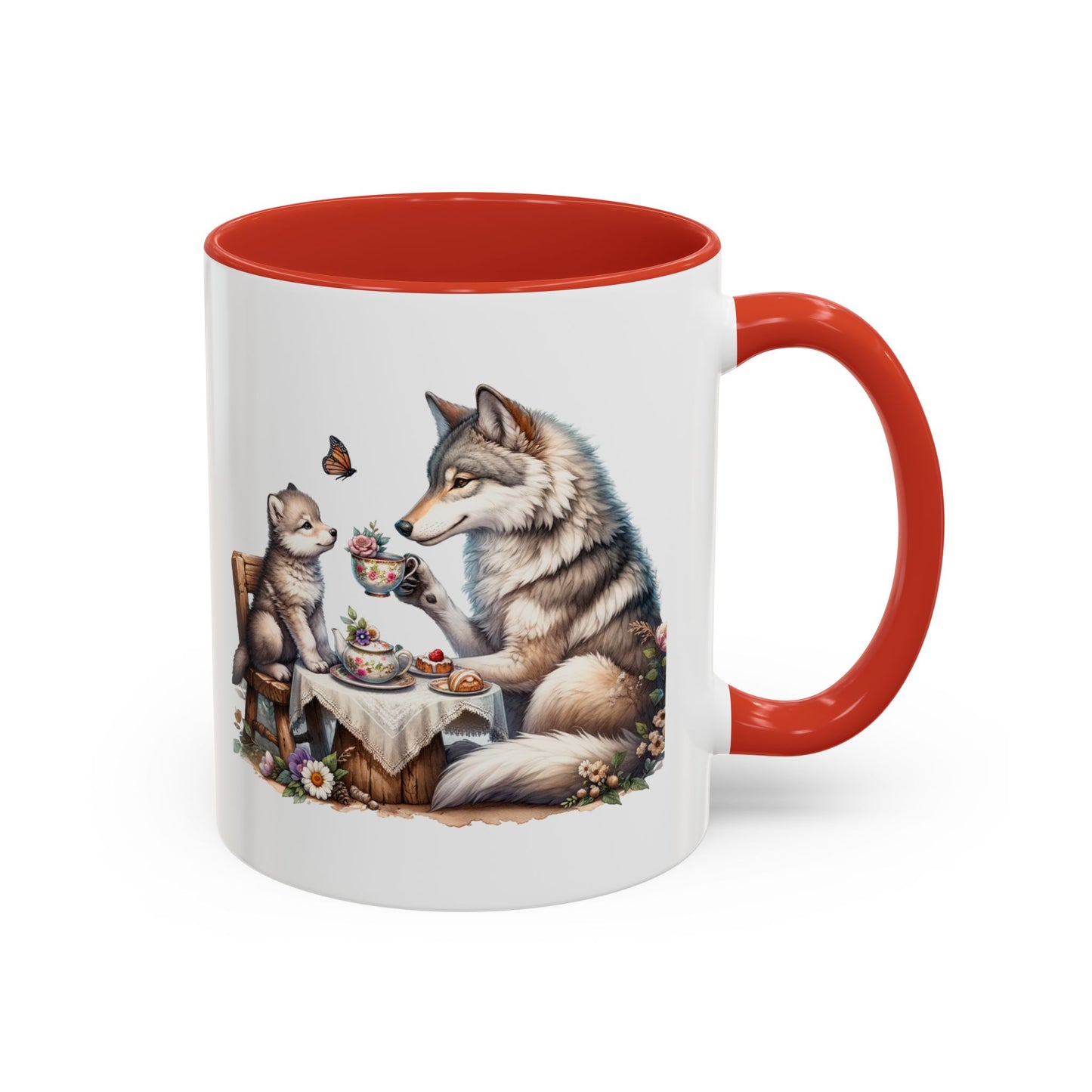 Whimsical Wolf Tea Time Mug | Cute Animal Coffee Cup, Gifts for Animal Lovers, Home Decor, Cozy Kitchen, Unique Gift Idea