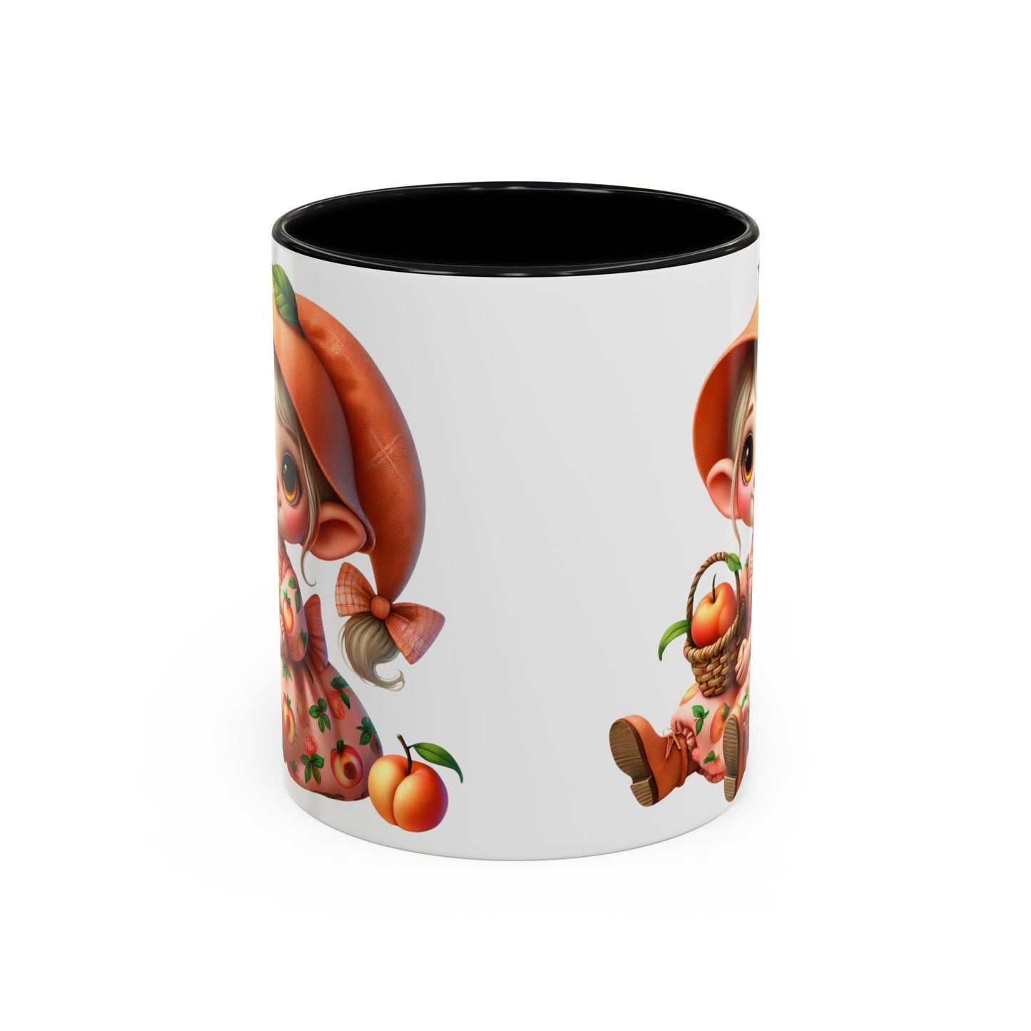 Cute Peach Character Accent Coffee Mug - 11 & 15oz