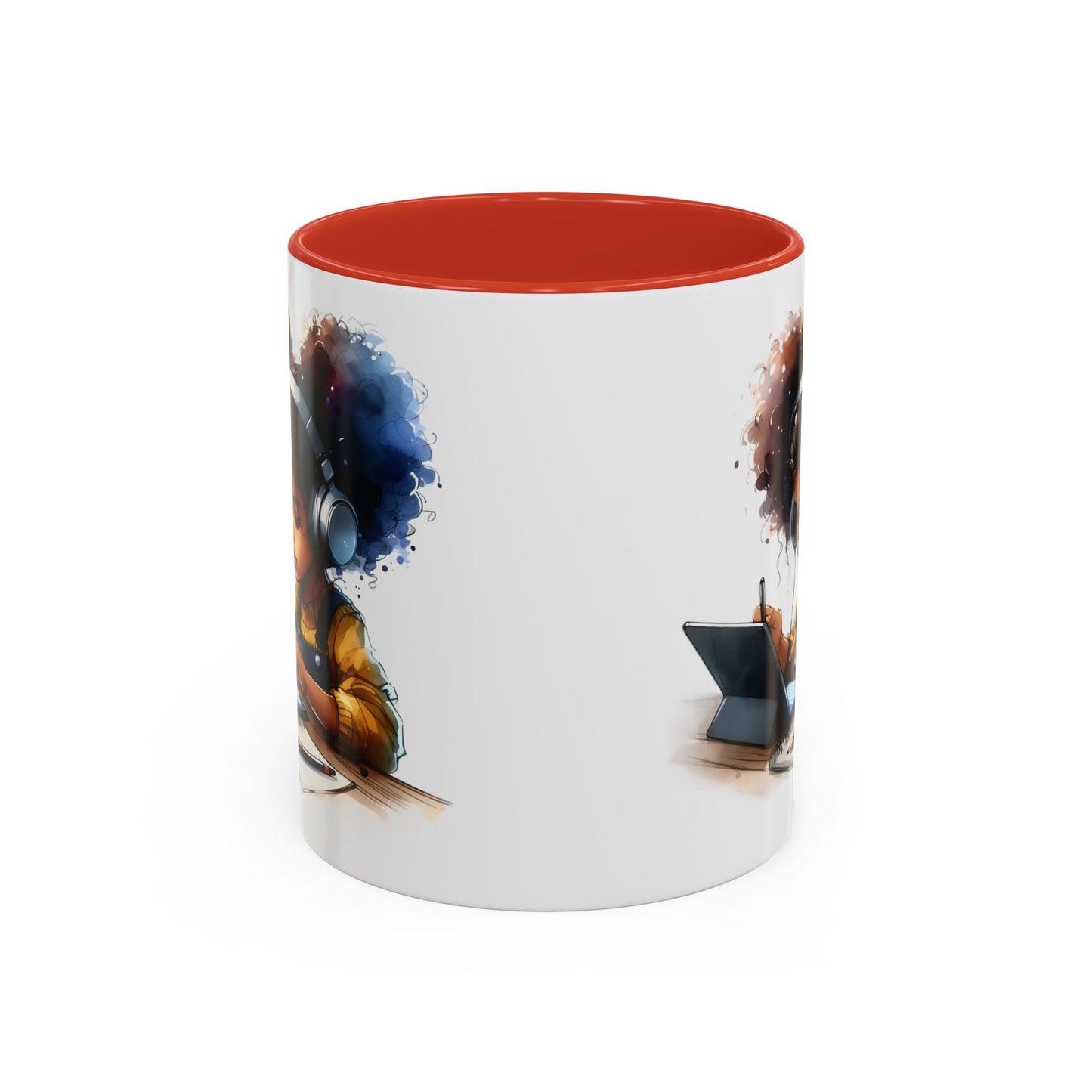 Vibrant Kid's Study Mug, Art Inspired Coffee Cup, Black Handle Tea Mug, Creative Gift for Students, Birthday Present