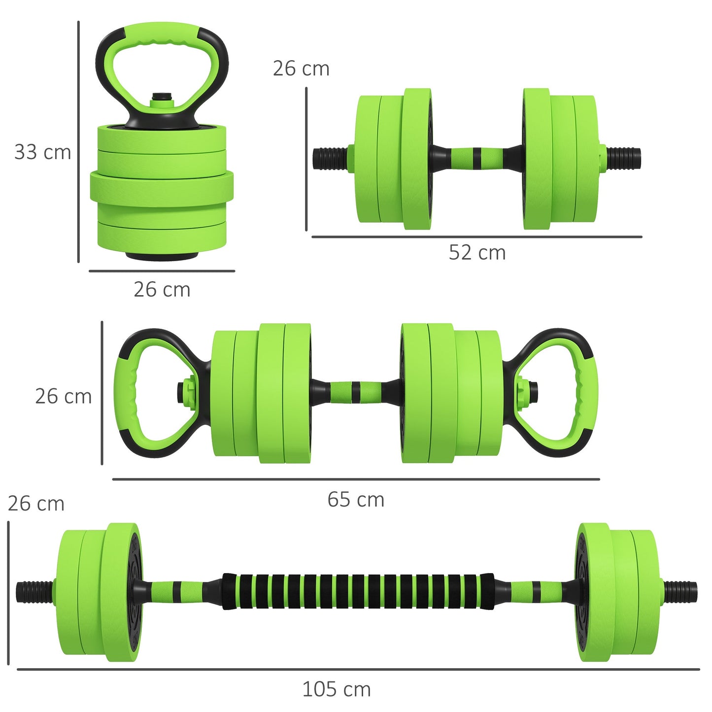 40kg Four-In-One Adjustable Weight Dumbbell Set - Green-2