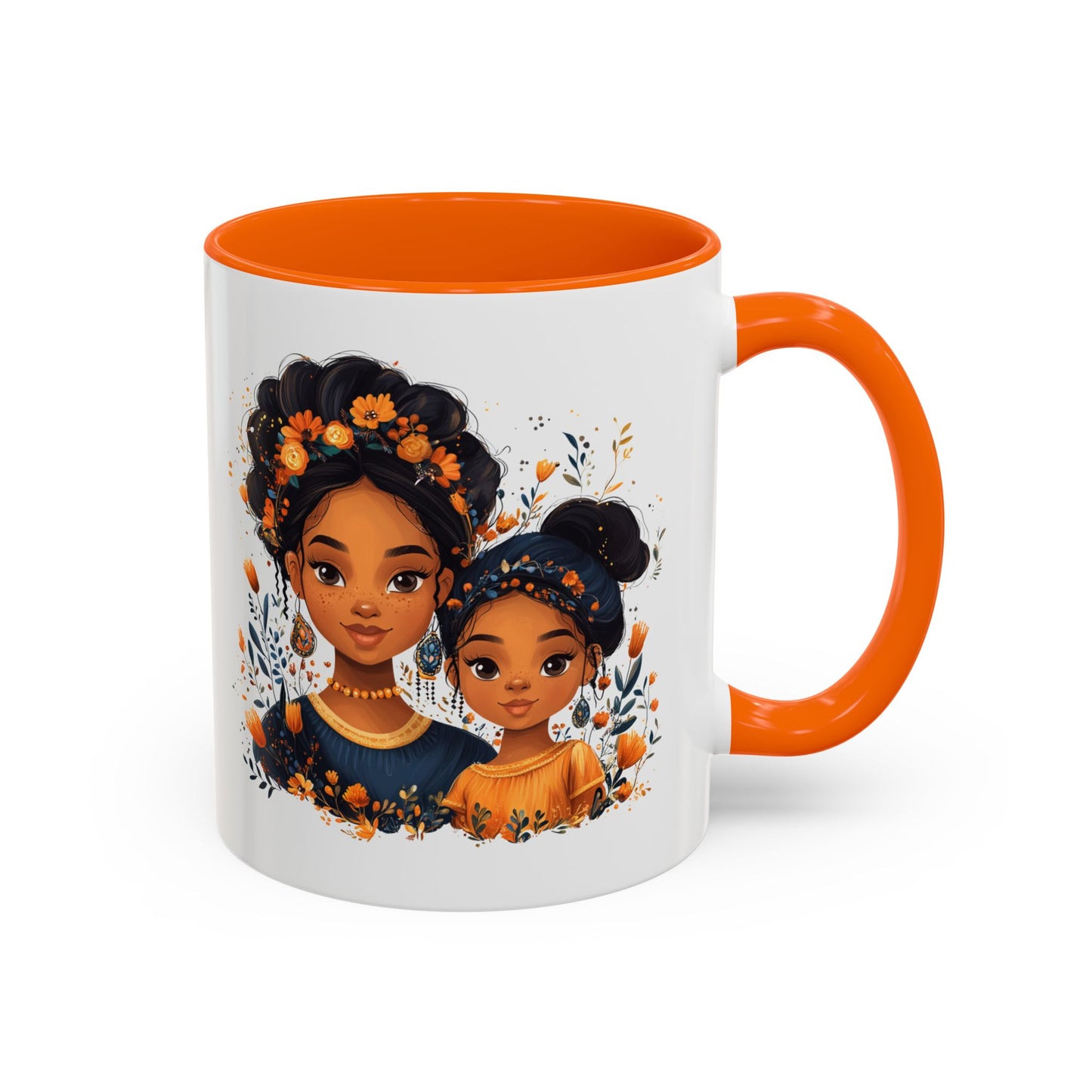 Cute Floral Accent Mug for Coffee Lovers, Gift for Moms, Family Bonding, Fall Decor, Unique Tea Mug