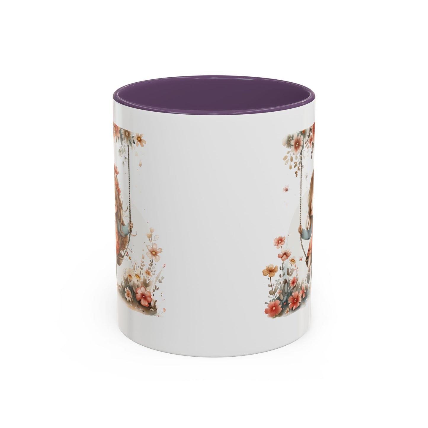 Cute Floral Swing Coffee Mug, Adorable Gift for Her, Tea Lover Mug, Cozy Home Decor, Birthday Gift, Floral Art Drinkware