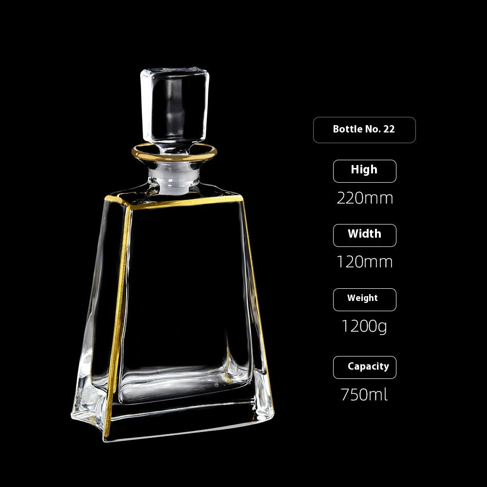 Gold Drawing Line Foreign Wine Bottle Crystal Glass Creative Whiskey Bottle