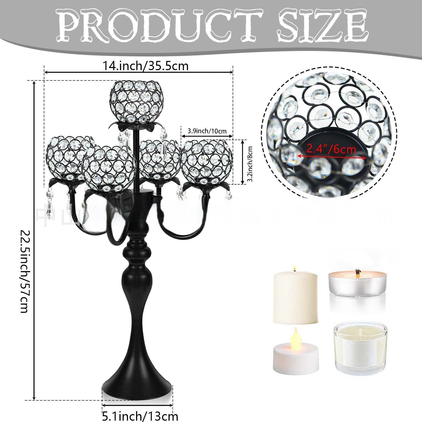 Luxury Wedding Metal Crystal Pendant Candlestick Table Decoration