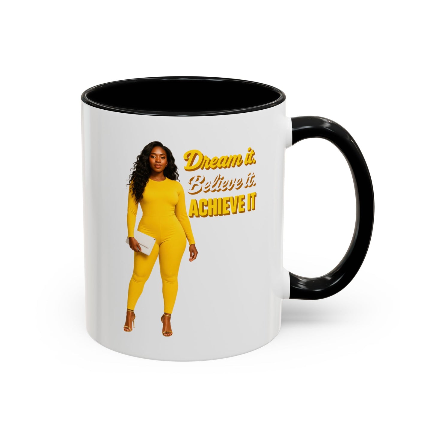 Inspiring Accent Coffee Mug - Dream It, Believe It, Achieve It, Motivational Gift, Coffee Lovers, Home Office Decor