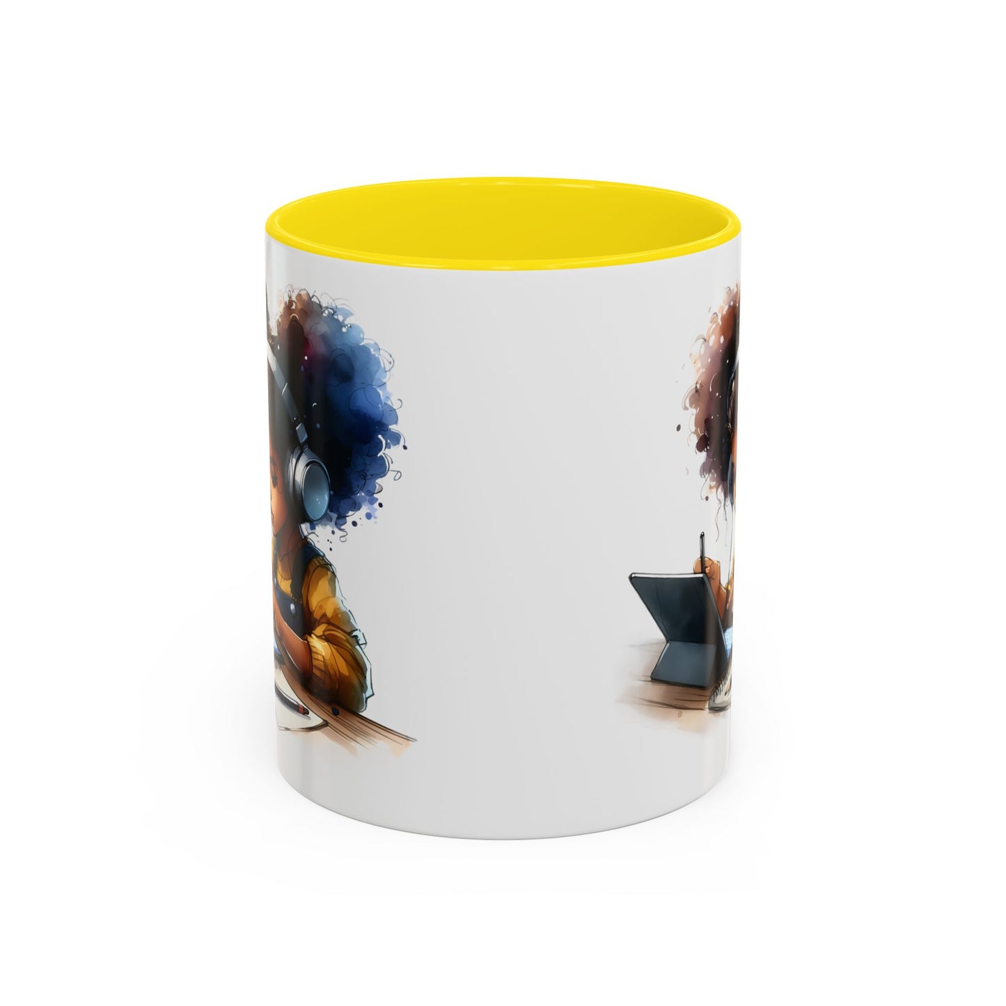 Vibrant Kid's Study Mug, Art Inspired Coffee Cup, Black Handle Tea Mug, Creative Gift for Students, Birthday Present