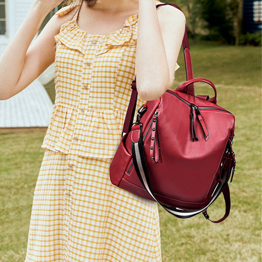 Textured Backpack New Fashion Large-capacity School Bag