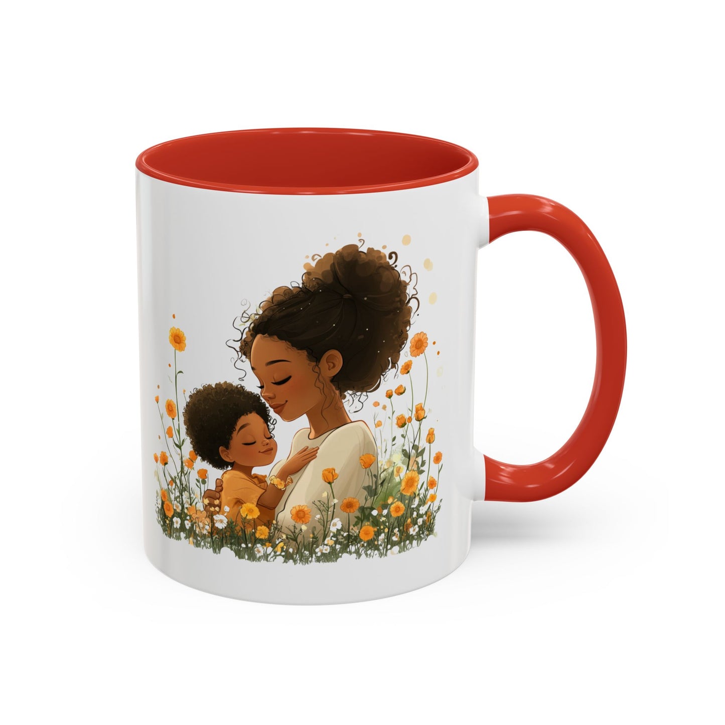 Emotional Motherhood Coffee Mug, Floral Mom & Child, Gift for Mother's Day, Family Bonding, Cozy Drinkware, Home Decor