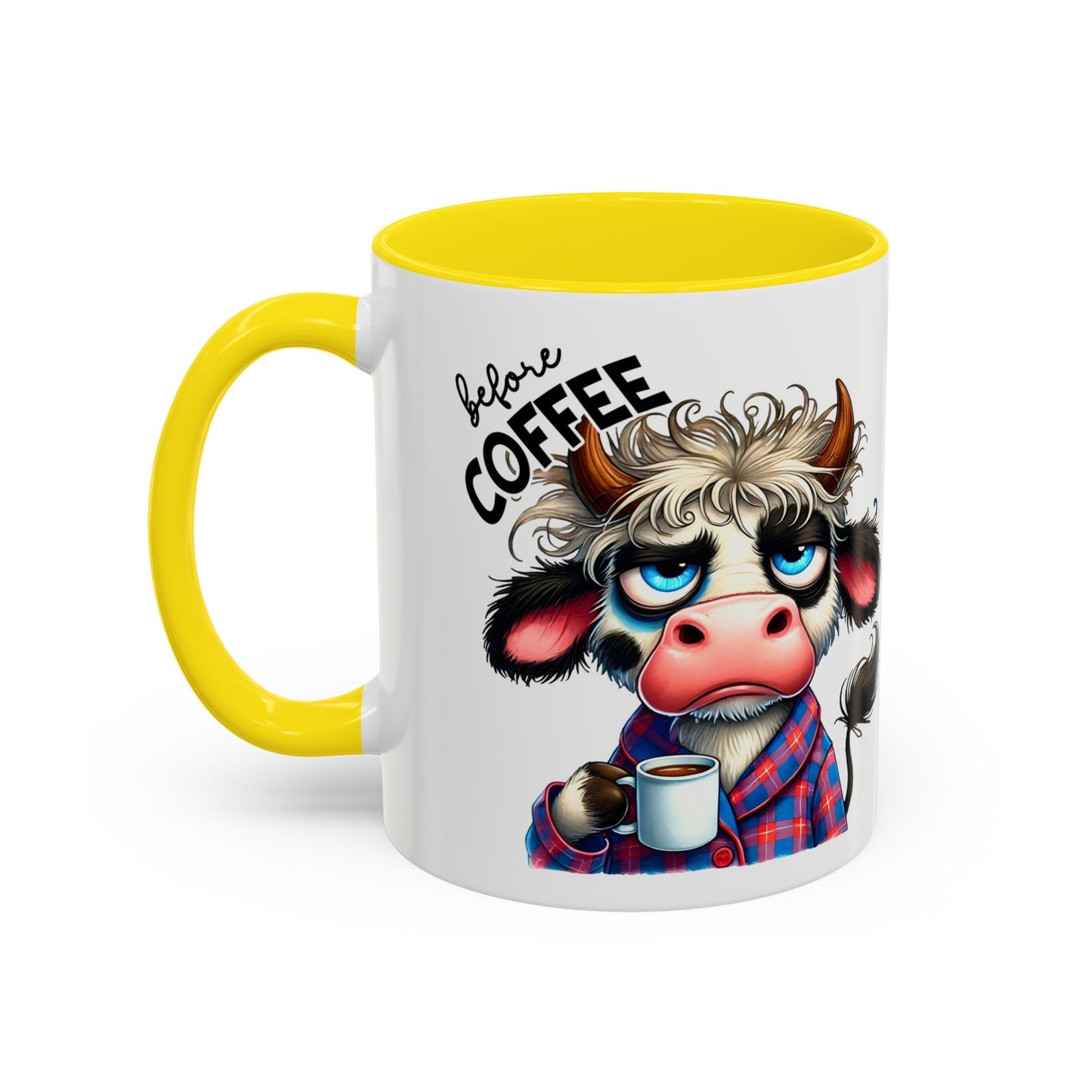 Caffeinated Cow Mug, Cute Animal Coffee Cup, Farmhouse Kitchen Gift, Fun Ceramic Mug for Coffee Lovers, Unique Drinkware for Holidays