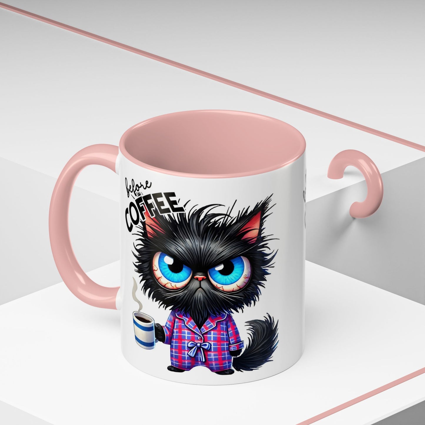 Whimsical Cat-Themed Coffee Mug, Fully Caffeinated, Gift for Cat Lovers, Fun Kitchen Decor, Birthday Gift, Unique Coffee Lover Mug