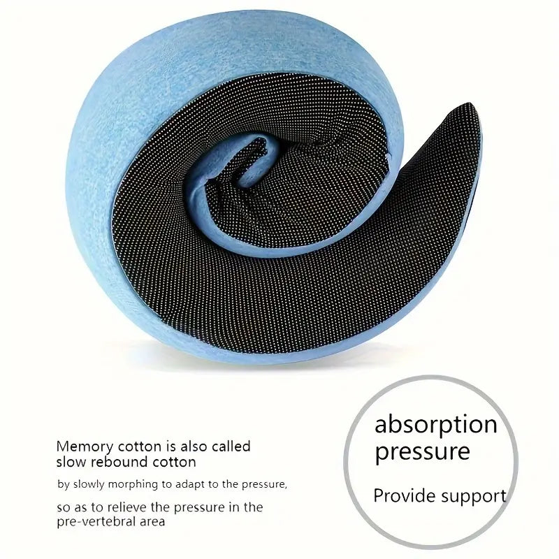 All-Season Travel Pillow - Pure Memory Foam Neck Pillow - Grey+Blue-3
