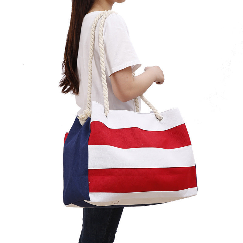 Creative Hemp Rope Striped Bag Casual Fashion Color Matching