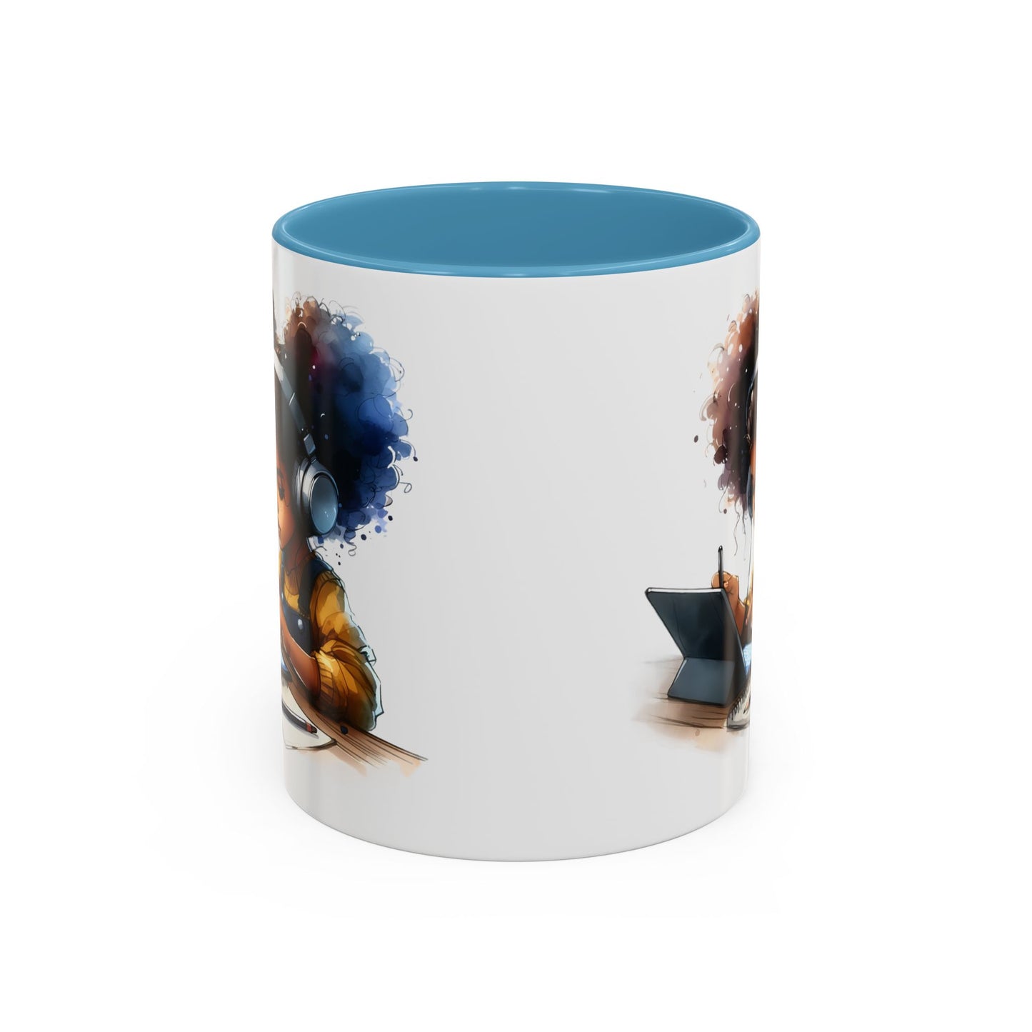 Vibrant Kid's Study Mug, Art Inspired Coffee Cup, Black Handle Tea Mug, Creative Gift for Students, Birthday Present