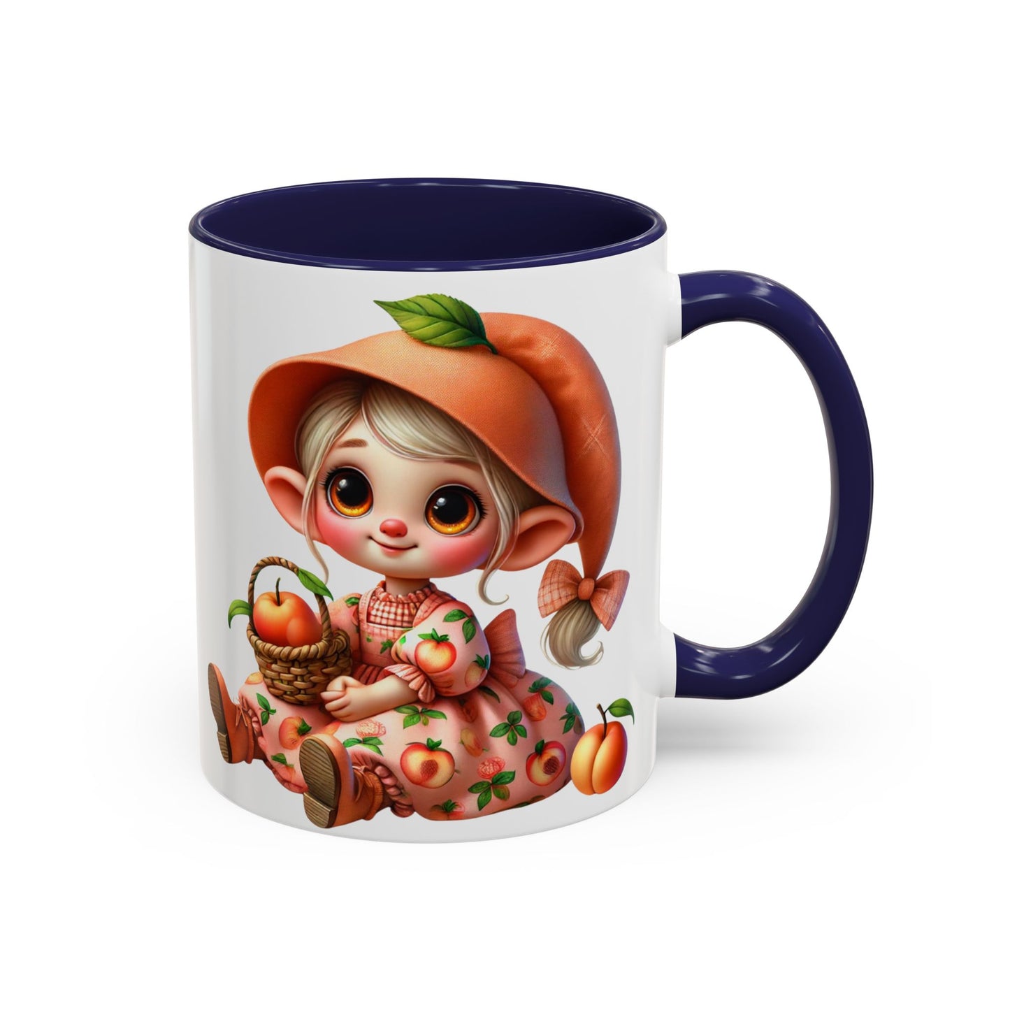 Cute Peach Character Accent Coffee Mug - 11 & 15oz