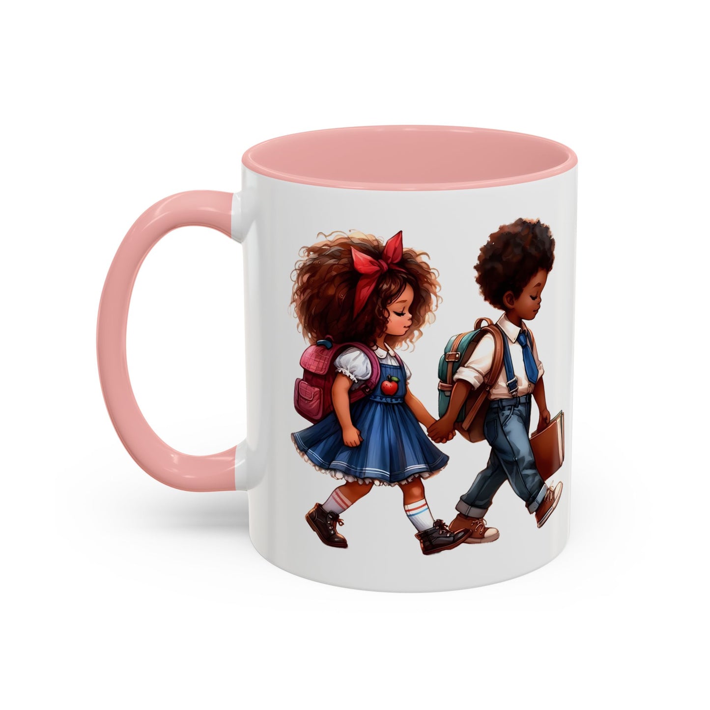 Cute Kids Walking Accent Coffee Mug | Back to School, Teacher Gift, Children's Art, Personalized Tea Cup, Unique Gift Idea