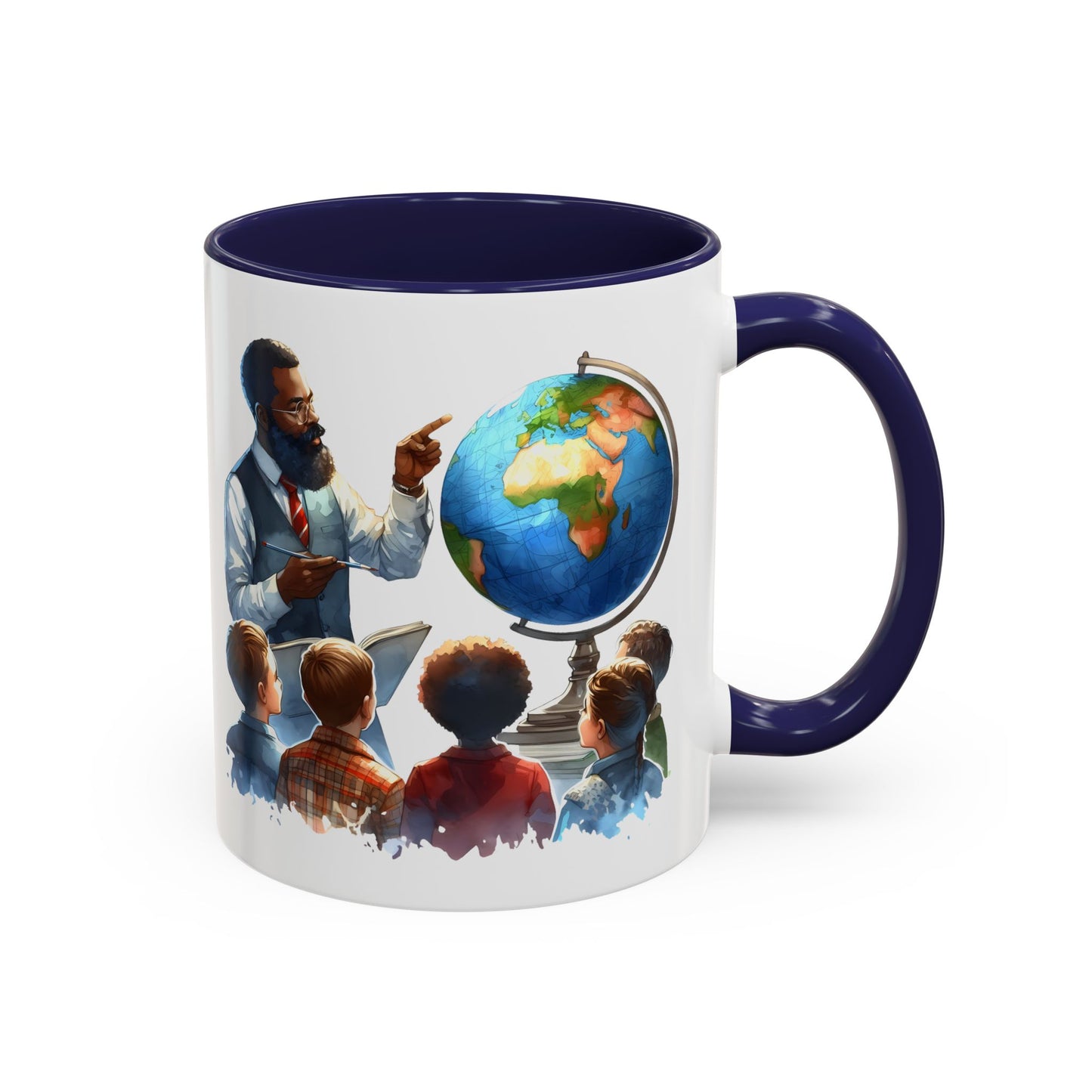 World Teacher Accent Coffee Mug - Inspiring Gift for Educators, Classroom Decor, Study Sessions, Teacher Appreciation, Travel Enthusiasts