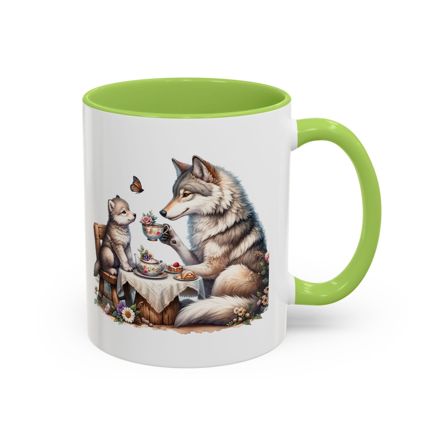 Whimsical Wolf Tea Time Mug | Cute Animal Coffee Cup, Gifts for Animal Lovers, Home Decor, Cozy Kitchen, Unique Gift Idea