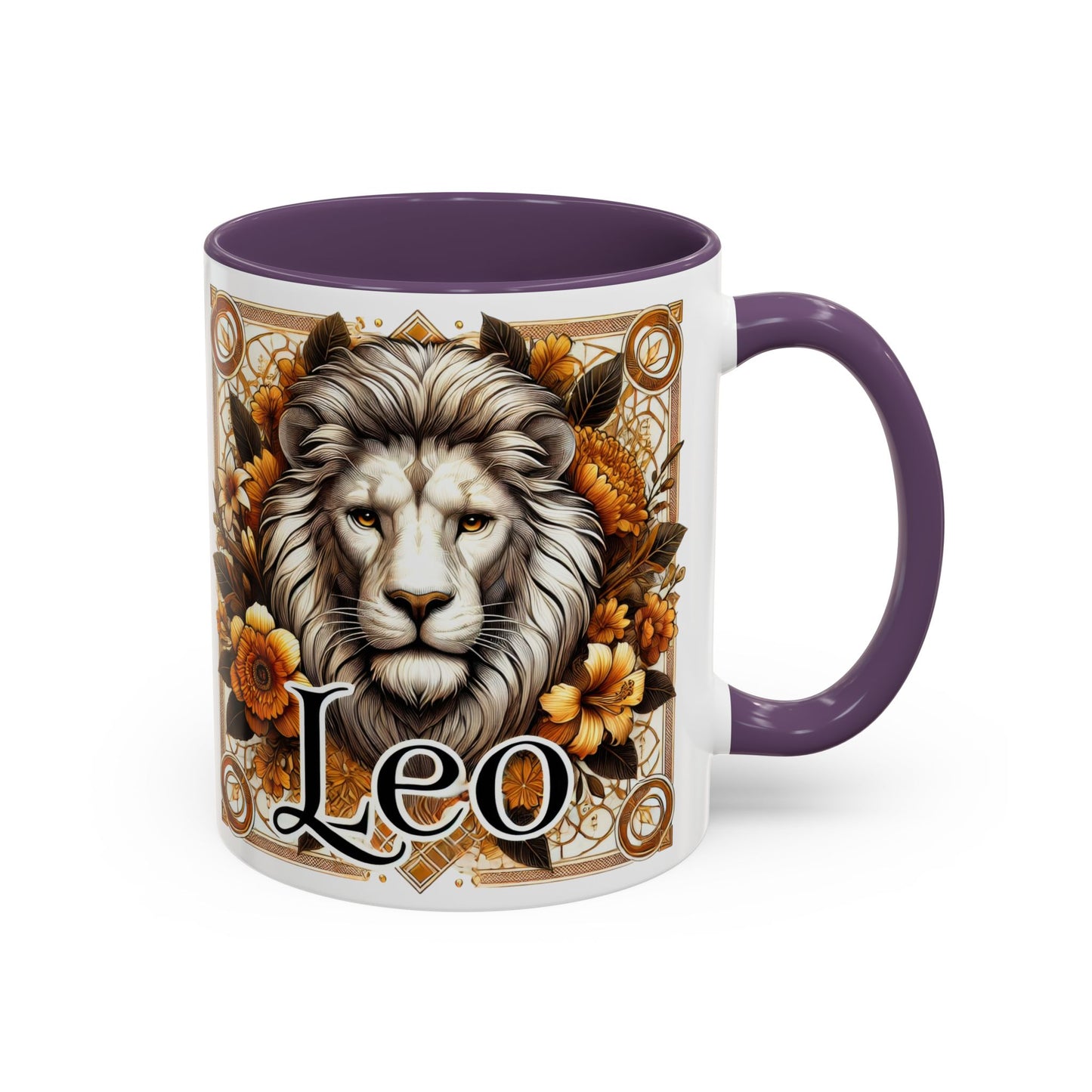 Leo Zodiac Accent Coffee Mug – Bold Floral Design for Astrology Lovers