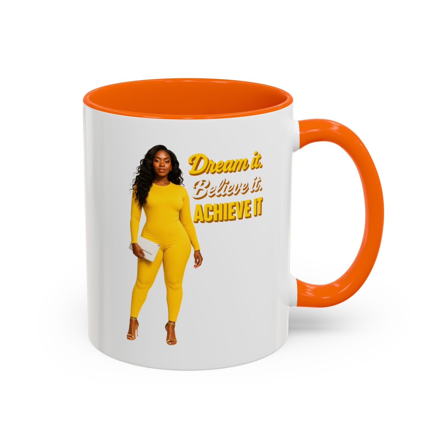 Inspiring Accent Coffee Mug - Dream It, Believe It, Achieve It, Motivational Gift, Coffee Lovers, Home Office Decor
