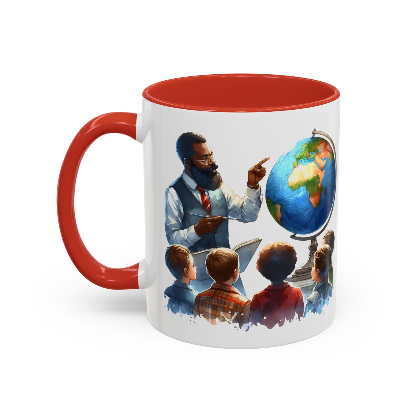 World Teacher Accent Coffee Mug - Inspiring Gift for Educators, Classroom Decor, Study Sessions, Teacher Appreciation, Travel Enthusiasts